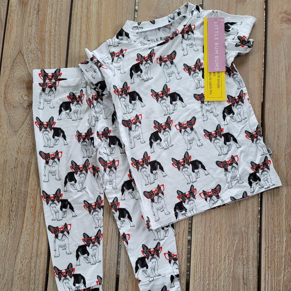 LITTLE BUM BUMS French Bulldog Pajamas NWT 2T